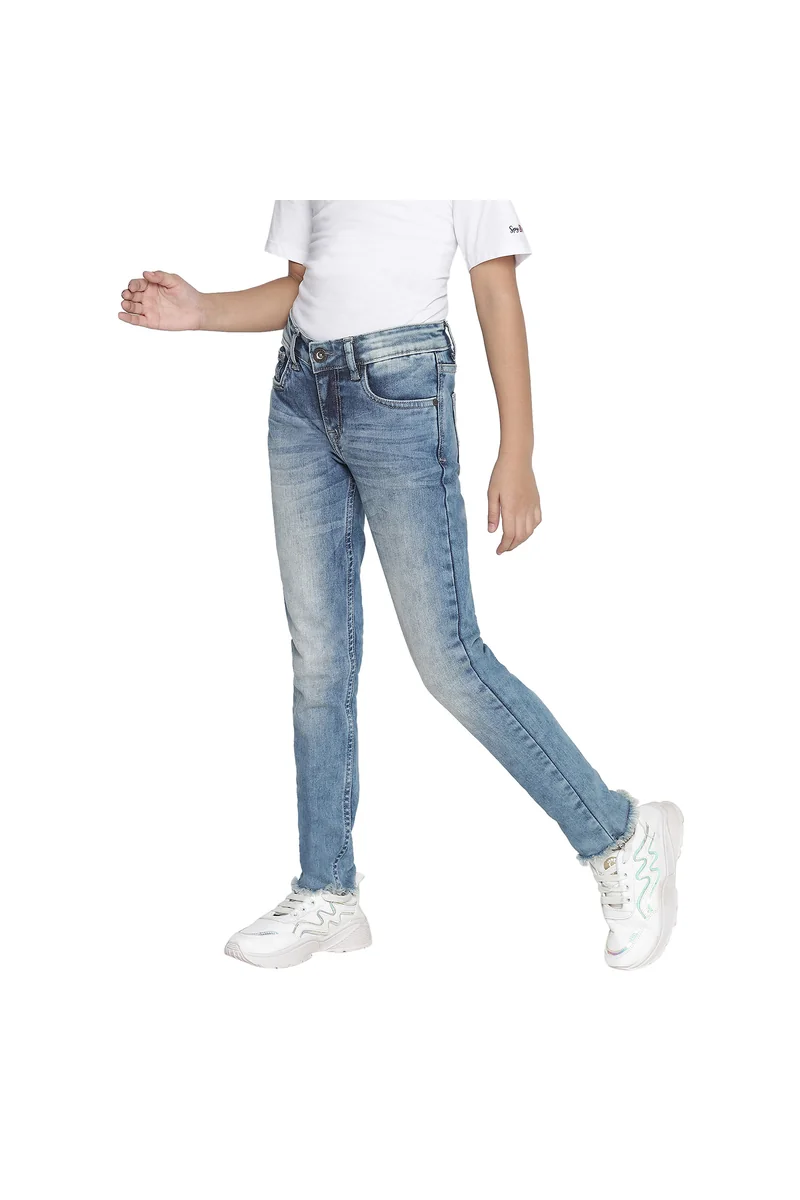 Spyby Girls Dark Blue Color Jeans - 5