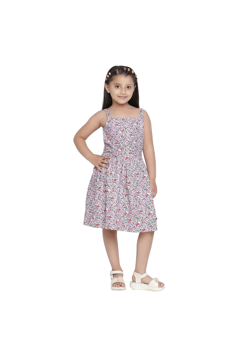 Spyby Girls Multicolor Floral Print Dress