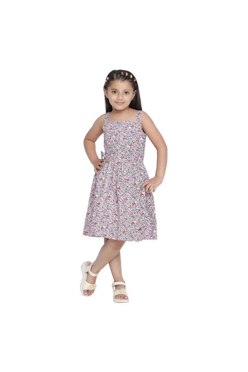 Spyby Girls Multicolor Floral Print Dress - 2