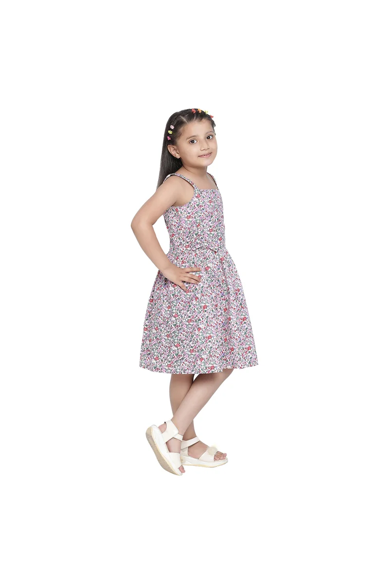 Spyby Girls Multicolor Floral Print Dress - 3