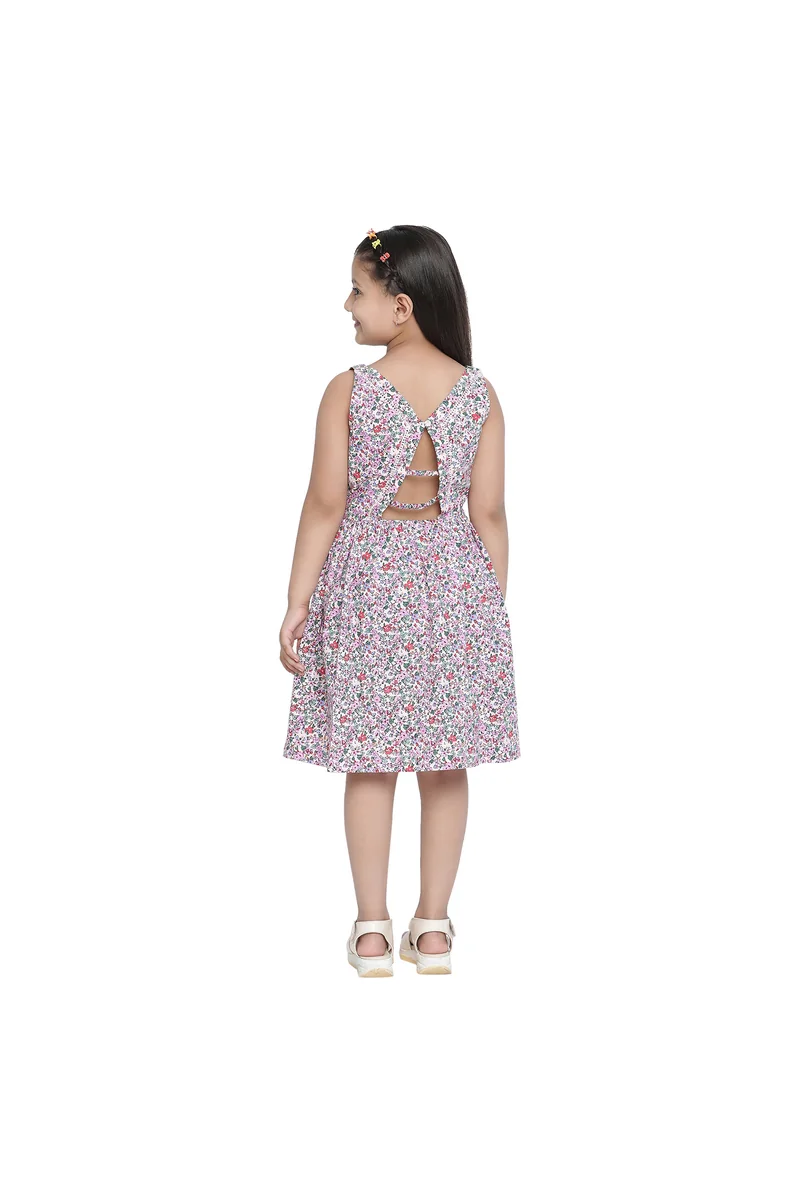 Spyby Girls Multicolor Floral Print Dress - 4