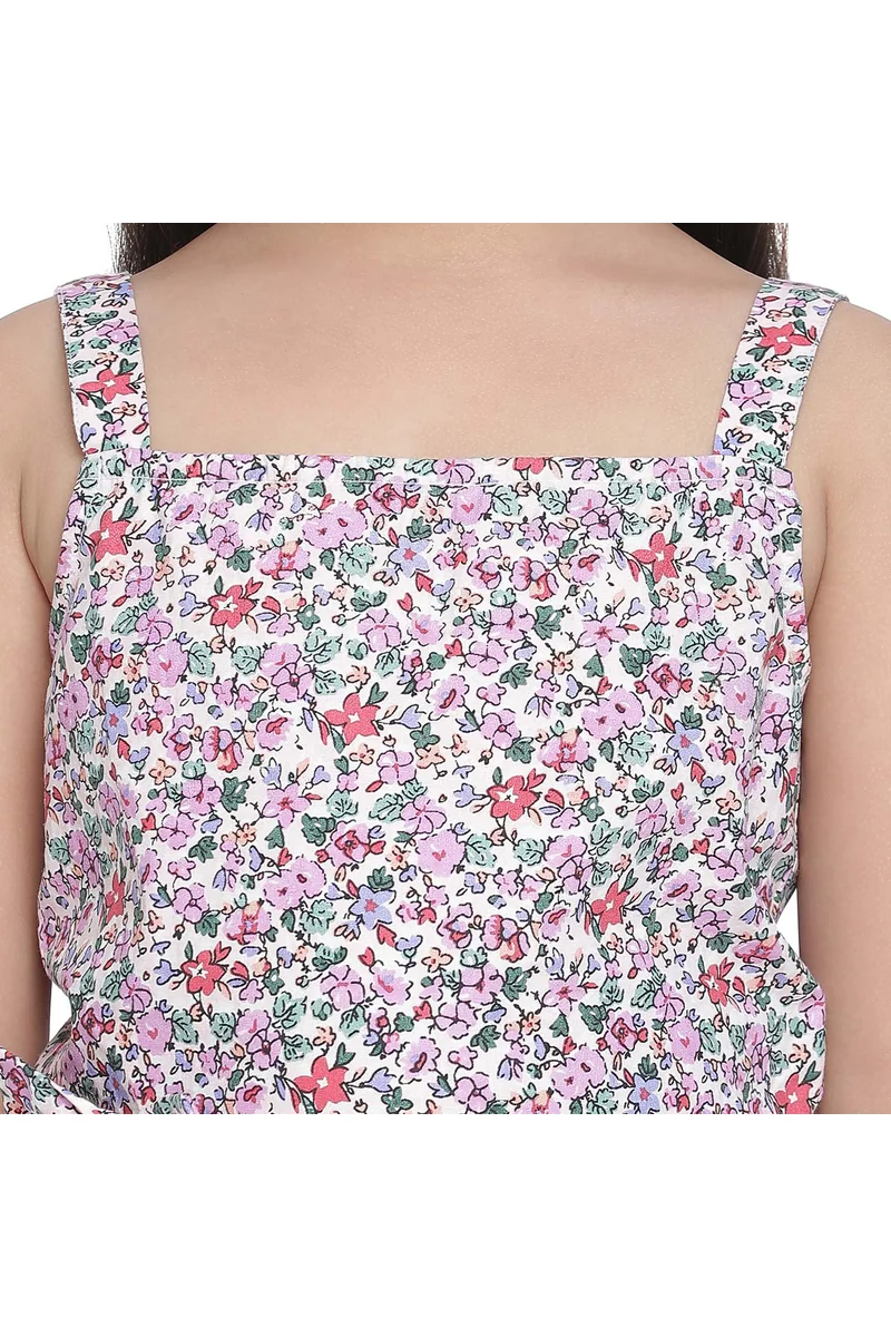 Spyby Girls Multicolor Floral Print Dress - 5
