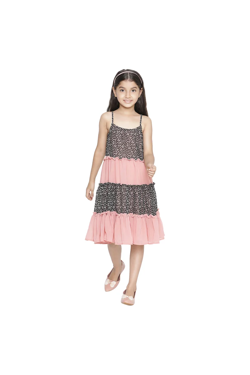 Spyby Girls Black Pink Color Dress