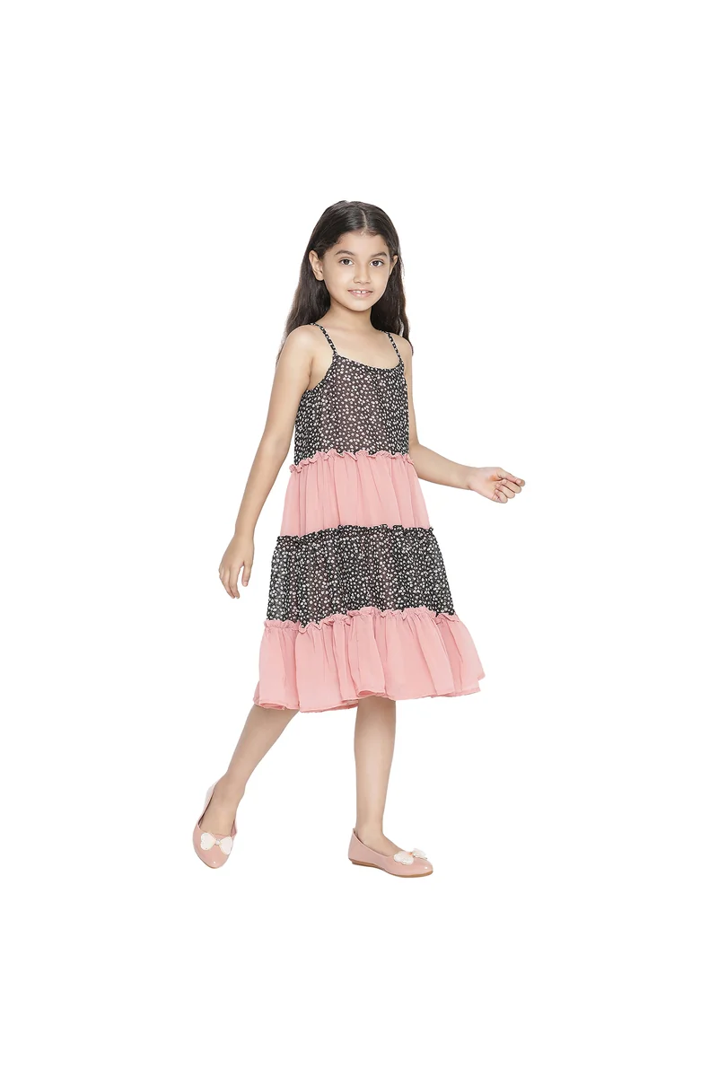 Spyby Girls Black Pink Color Dress - 2