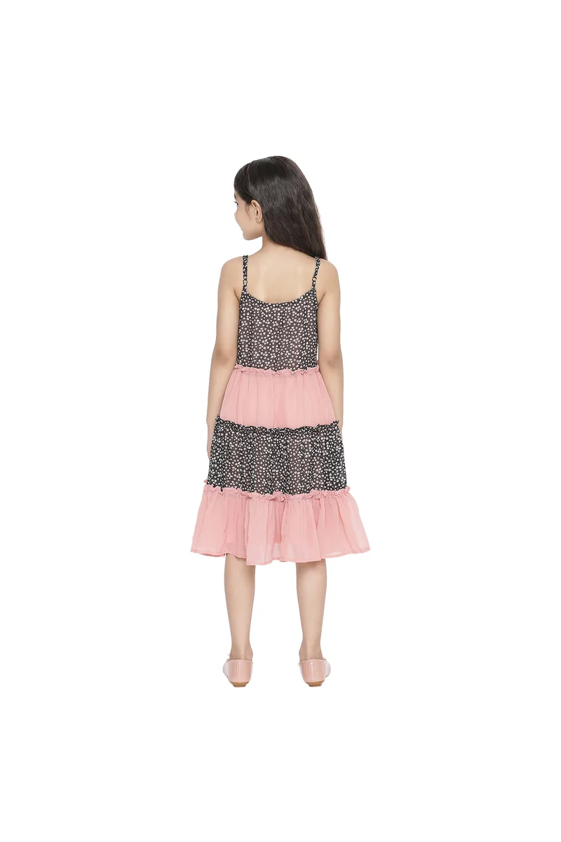 Spyby Girls Black Pink Color Dress - 3