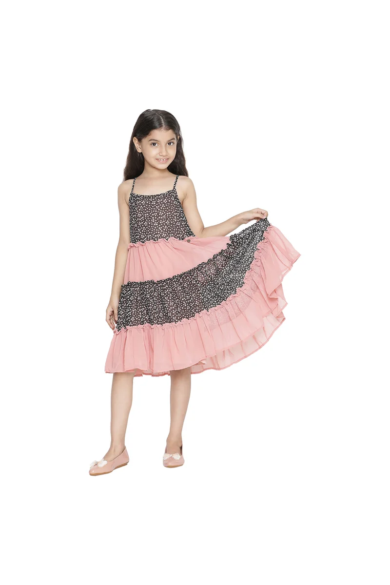 Spyby Girls Black Pink Color Dress - 4