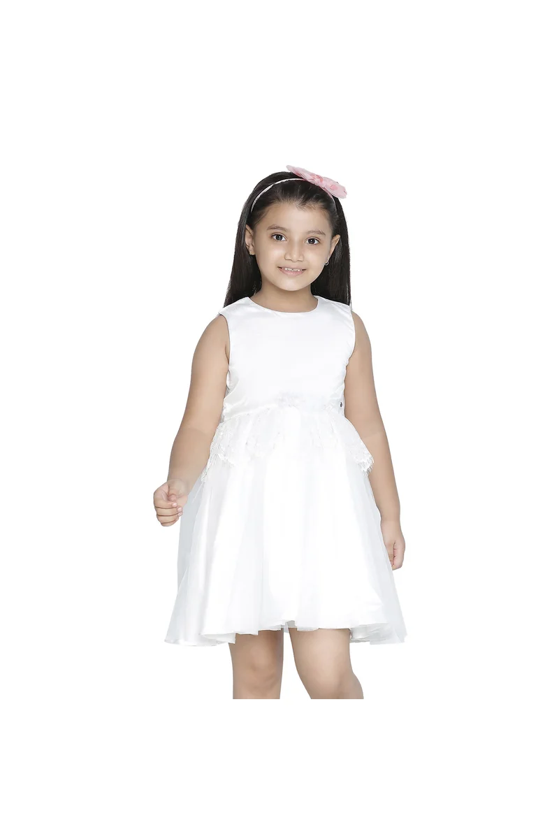 Spyby Girls Off-White Color Dress