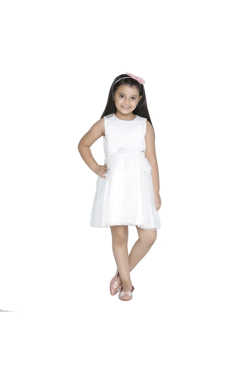 Spyby Girls Off-White Color Dress - 3