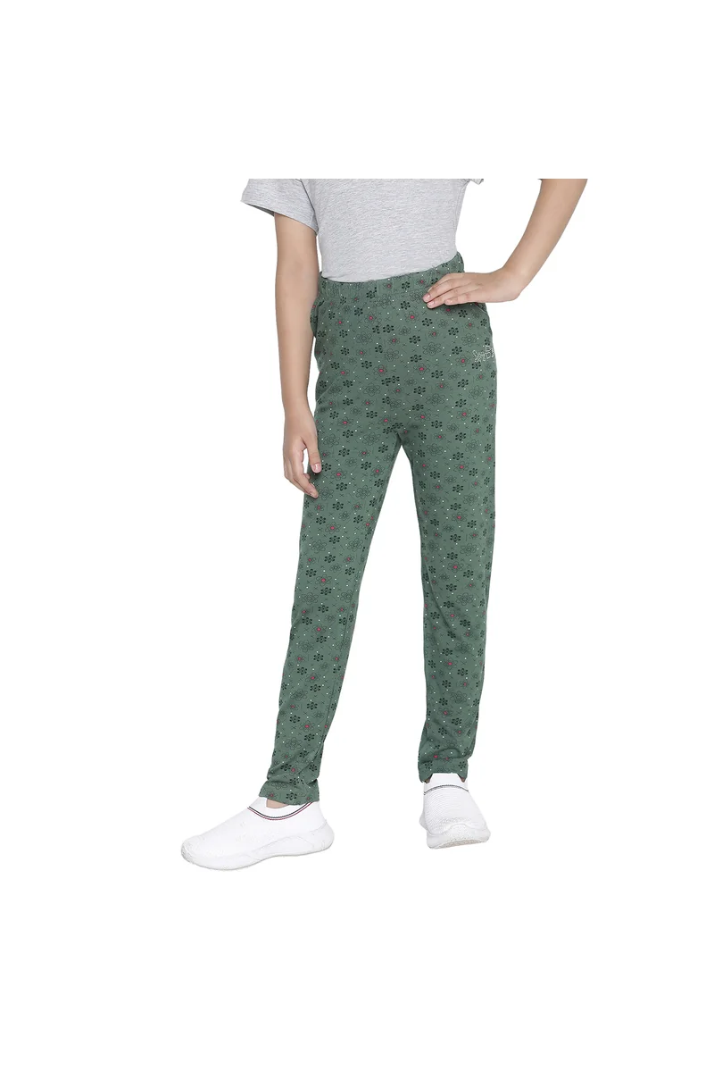 Spyby Girls Green Printed Color Legging