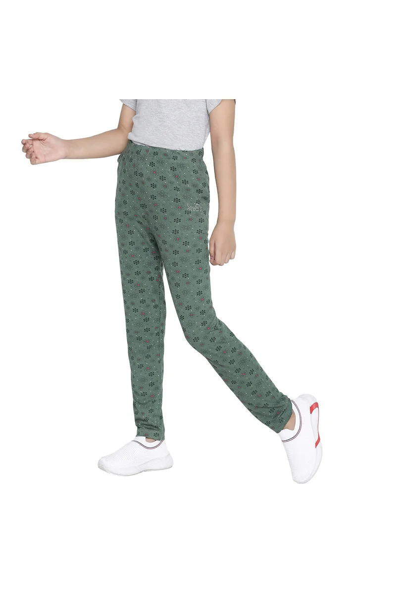 Spyby Girls Green Printed Color Legging - 2