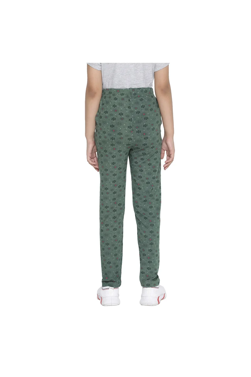 Spyby Girls Green Printed Color Legging - 3