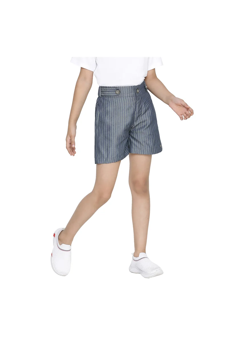Spyby Girls Blue Stripe Color Short - 2