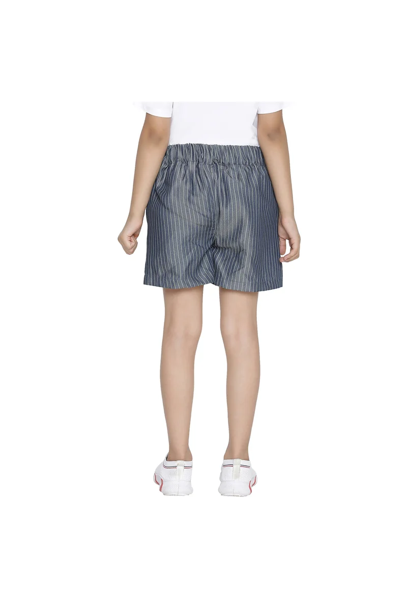 Spyby Girls Blue Stripe Color Short - 3