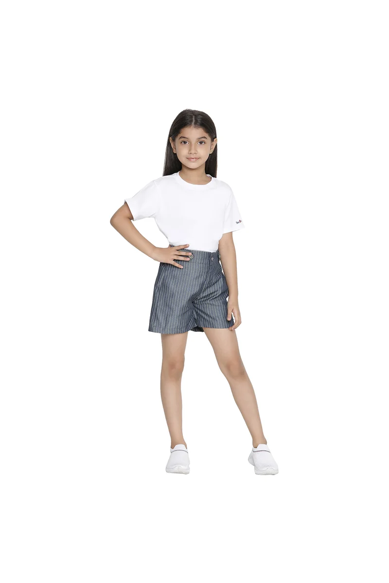 Spyby Girls Blue Stripe Color Short - 4