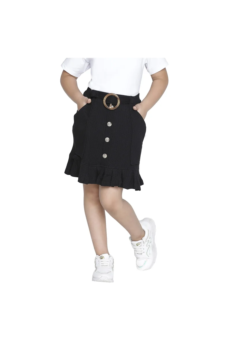 Spyby Girls Black Color Skirt