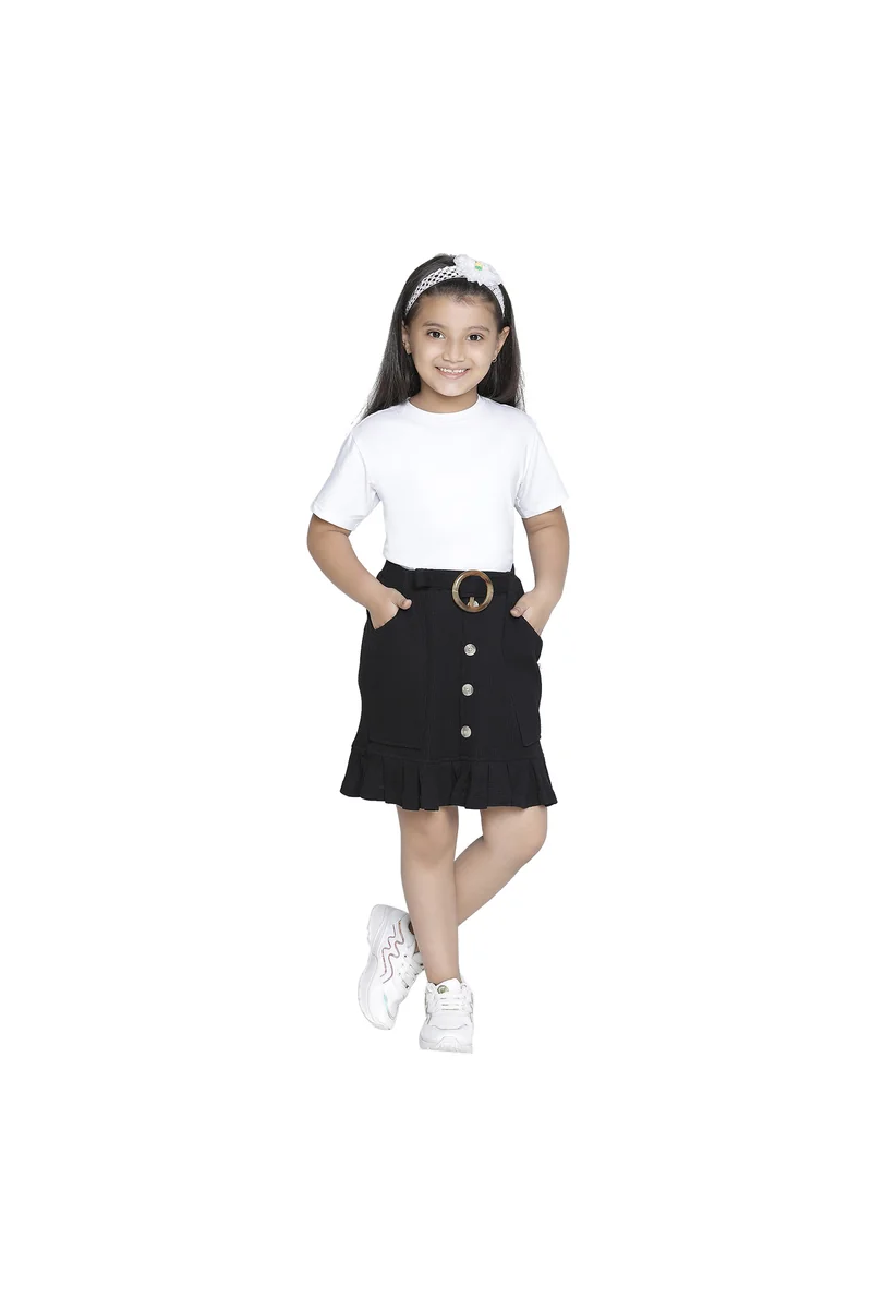 Spyby Girls Black Color Skirt - 5