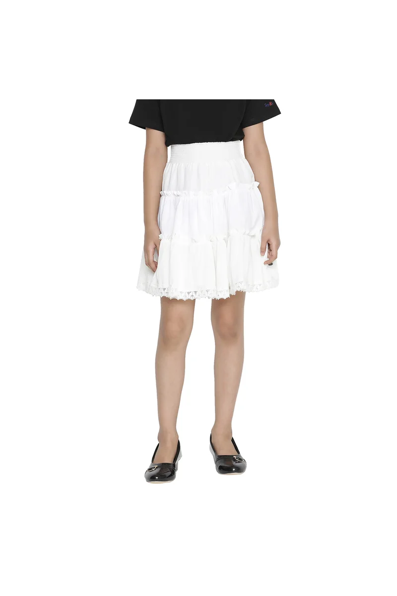 Spyby Girls White Color Skirt