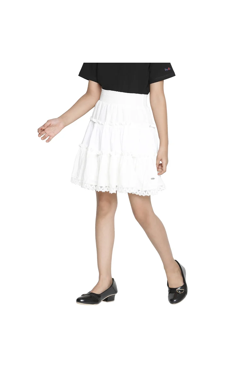 Spyby Girls White Color Skirt - 2