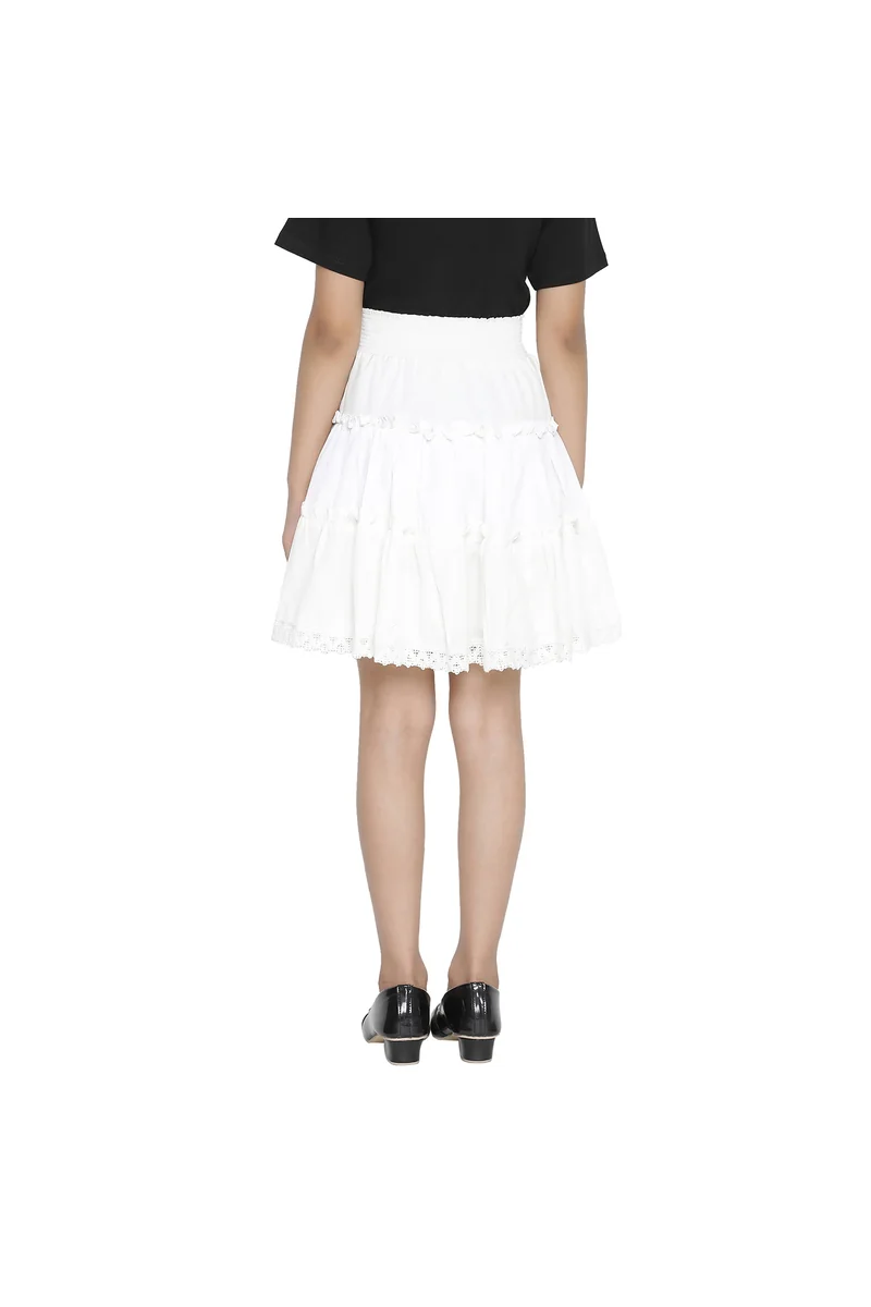 Spyby Girls White Color Skirt - 3