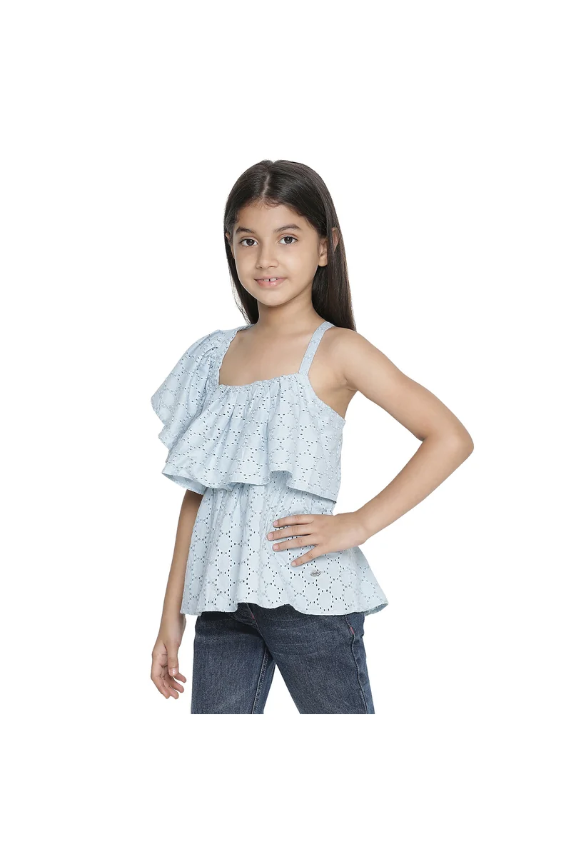 Spyby Girls Powder Blue Color Top - 2