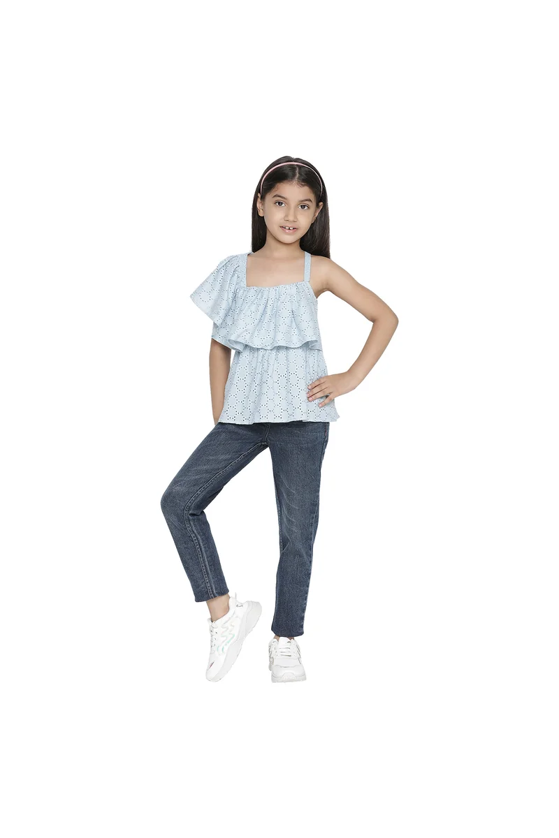 Spyby Girls Powder Blue Color Top - 4