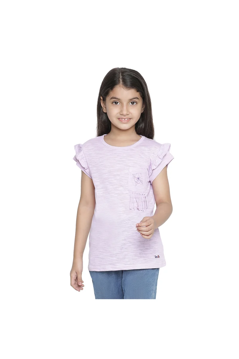 Spyby Girls Lilac Double Ruffled Sleeves Top
