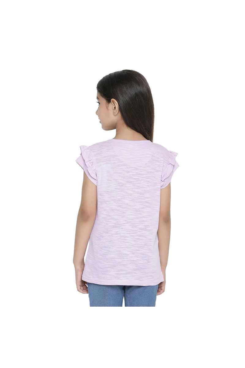 Spyby Girls Lilac Double Ruffled Sleeves Top - 4
