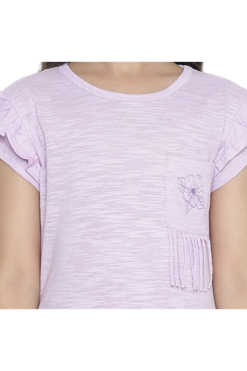 Spyby Girls Lilac Double Ruffled Sleeves Top - 5
