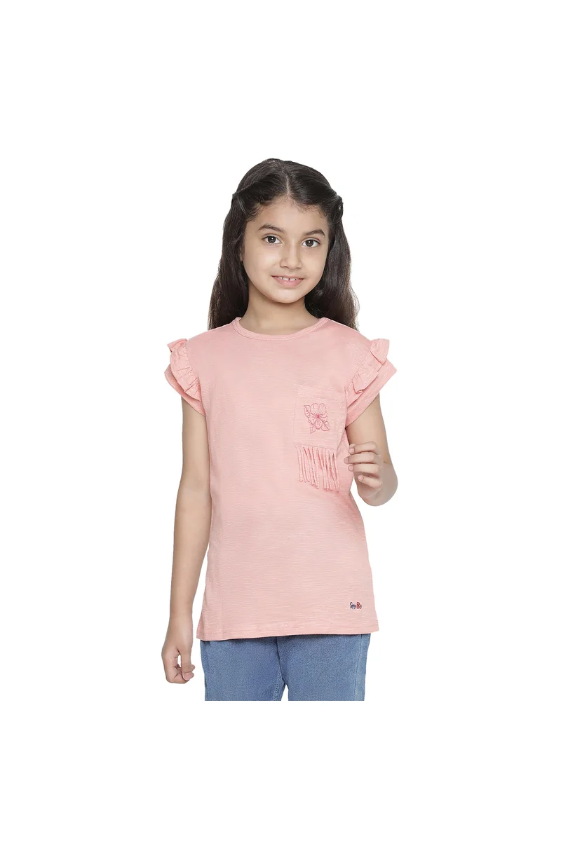 Spyby Girls Fusia Double Ruffled Sleeves Top