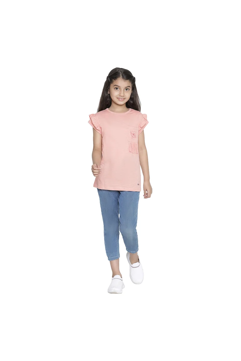 Spyby Girls Fusia Double Ruffled Sleeves Top - 2