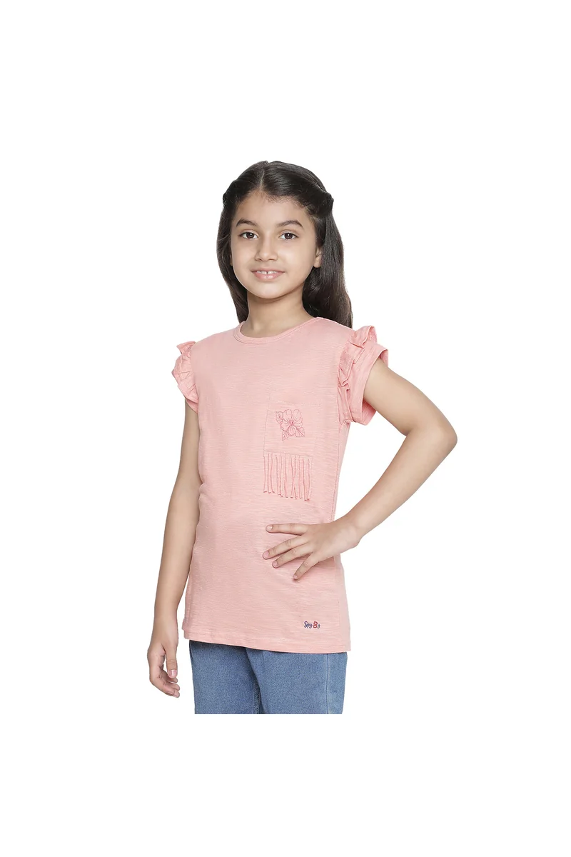 Spyby Girls Fusia Double Ruffled Sleeves Top - 3