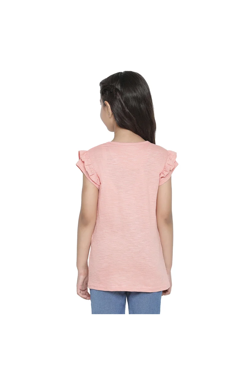 Spyby Girls Fusia Double Ruffled Sleeves Top - 4