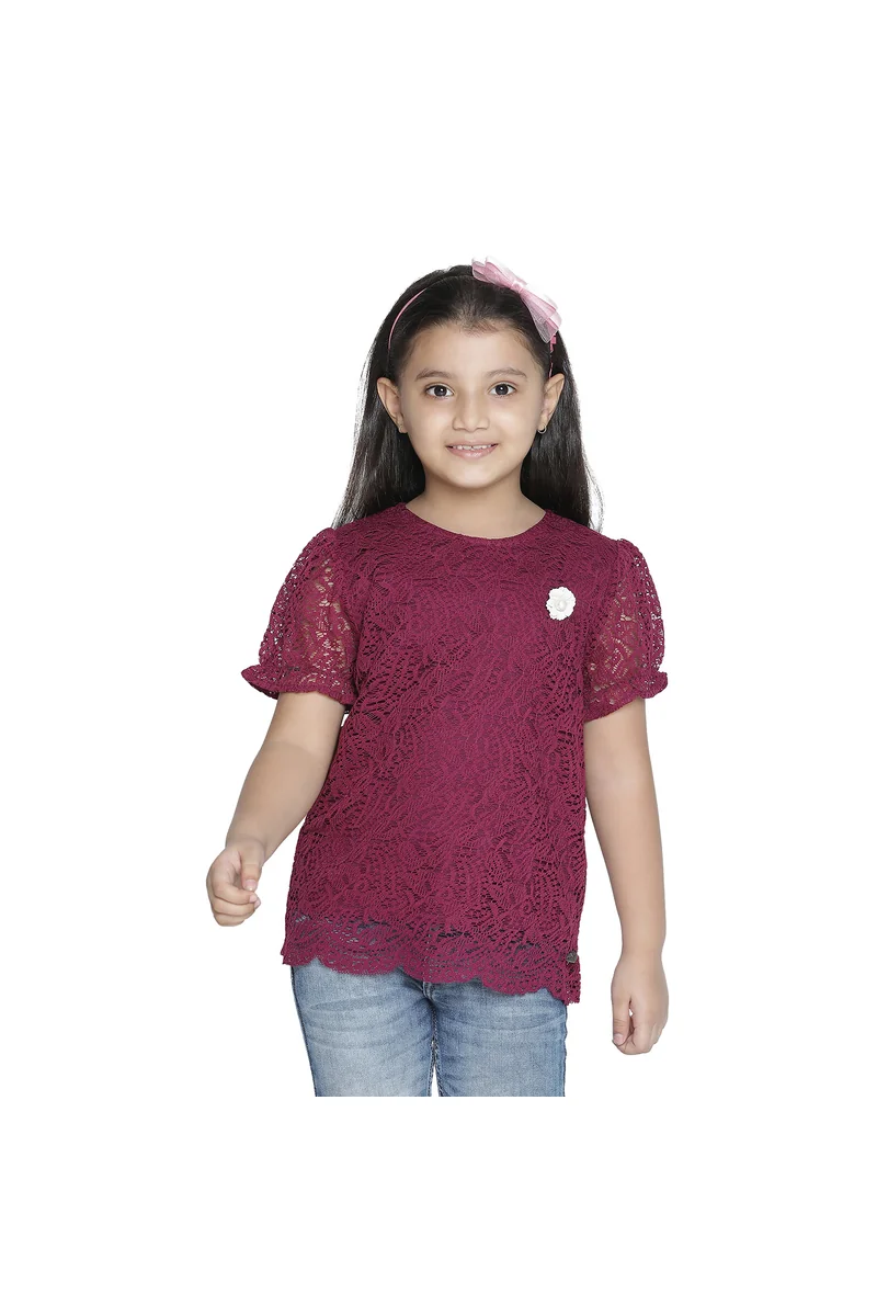 Spyby Girls Maroon Color Top