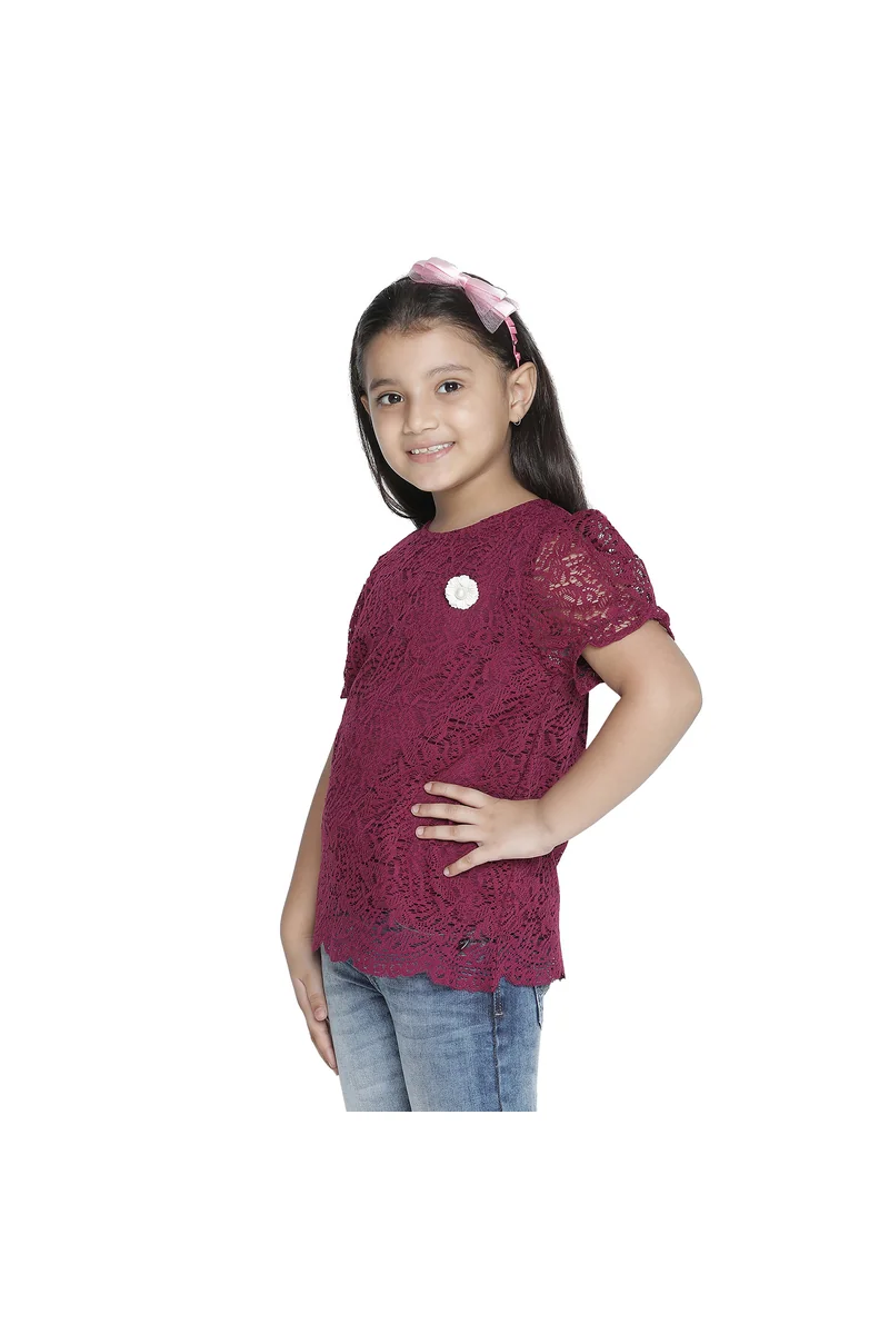 Spyby Girls Maroon Color Top - 2
