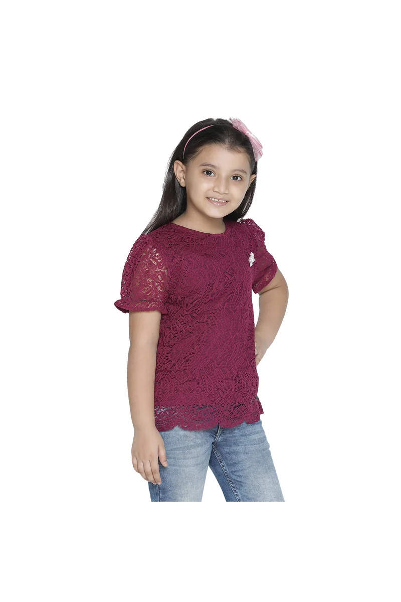 Spyby Girls Maroon Color Top - 3