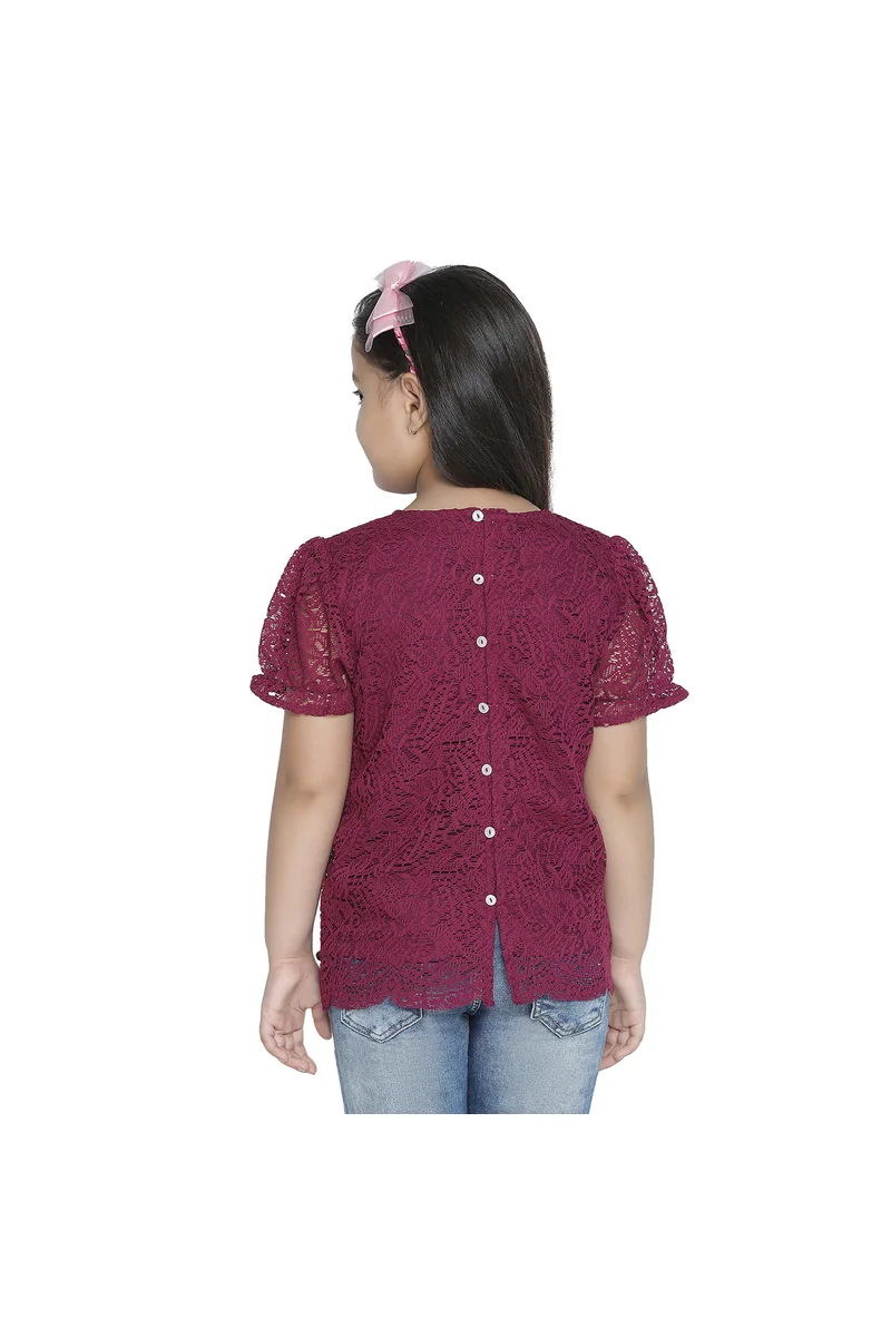 Spyby Girls Maroon Color Top - 4