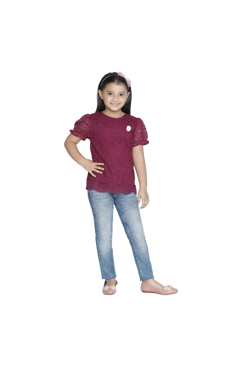 Spyby Girls Maroon Color Top - 5