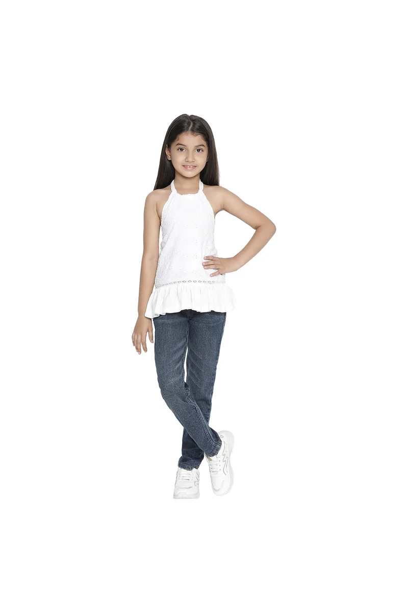 Spyby Girls Wihte Color Top - 4