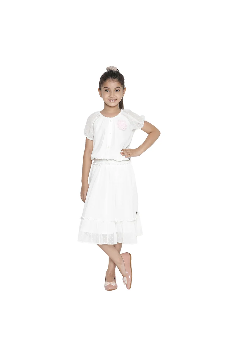 Spyby Girls White Color Clothing Set