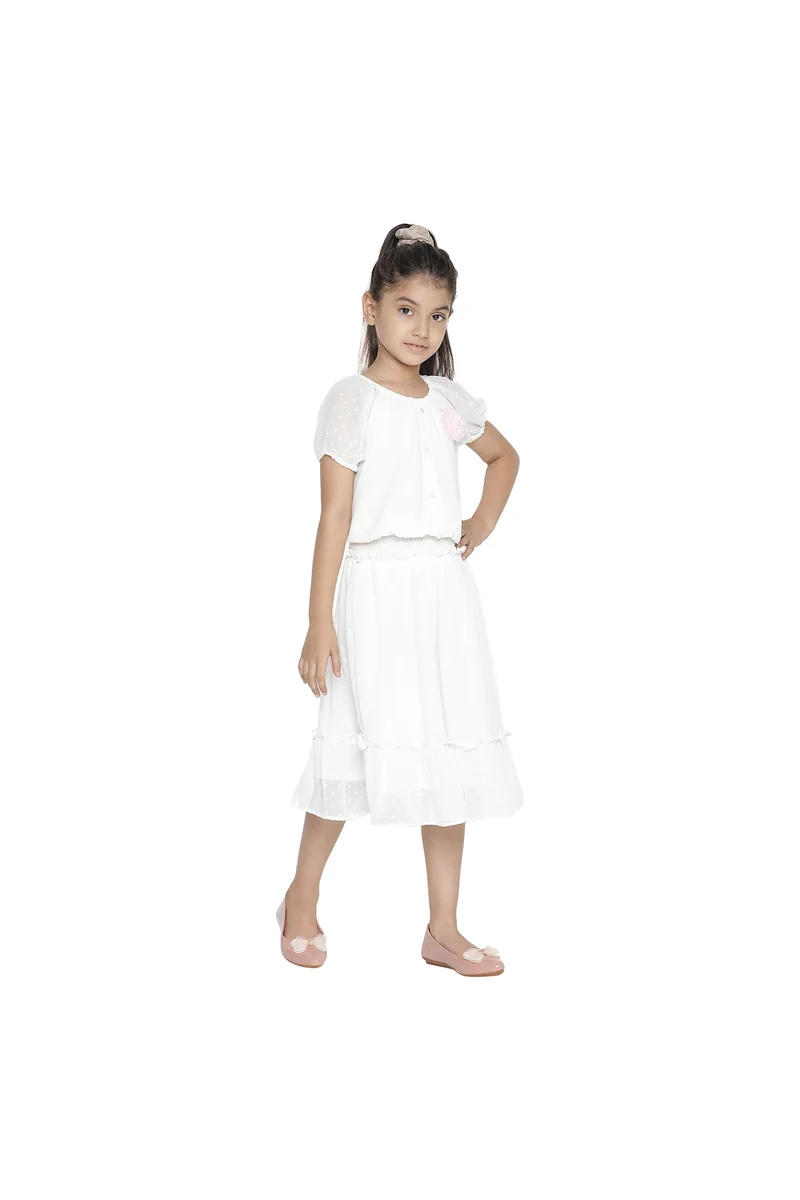 Spyby Girls White Color Clothing Set - 2