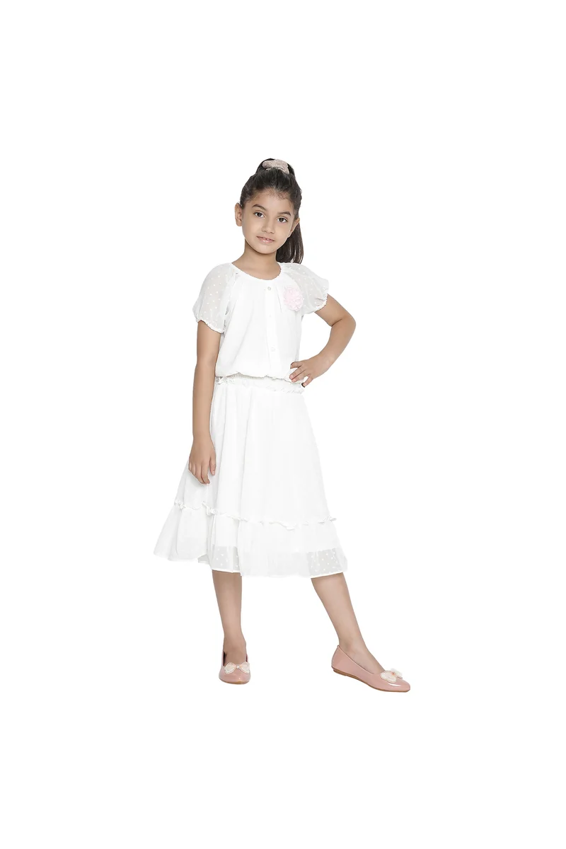 Spyby Girls White Color Clothing Set - 4