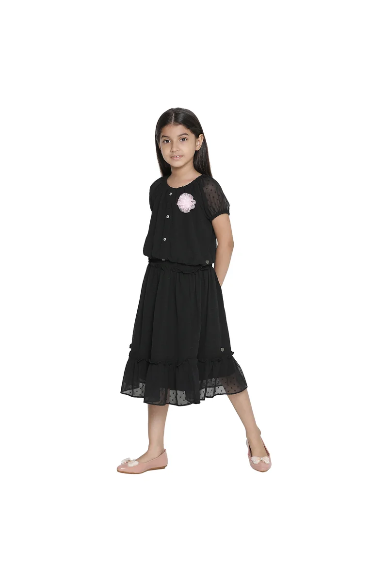Spyby Girls Black Color Clothing Set - 2