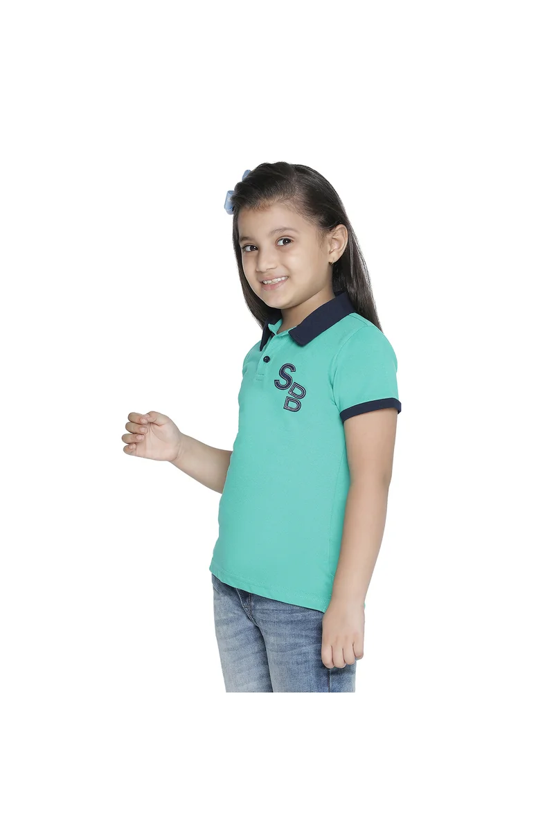 Spyby Girls Mint Green Color Polo T-Shirt - 2