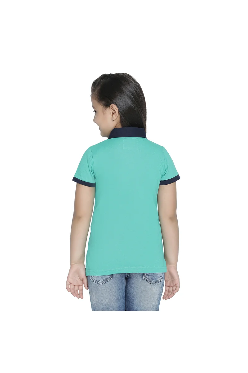 Spyby Girls Mint Green Color Polo T-Shirt - 4