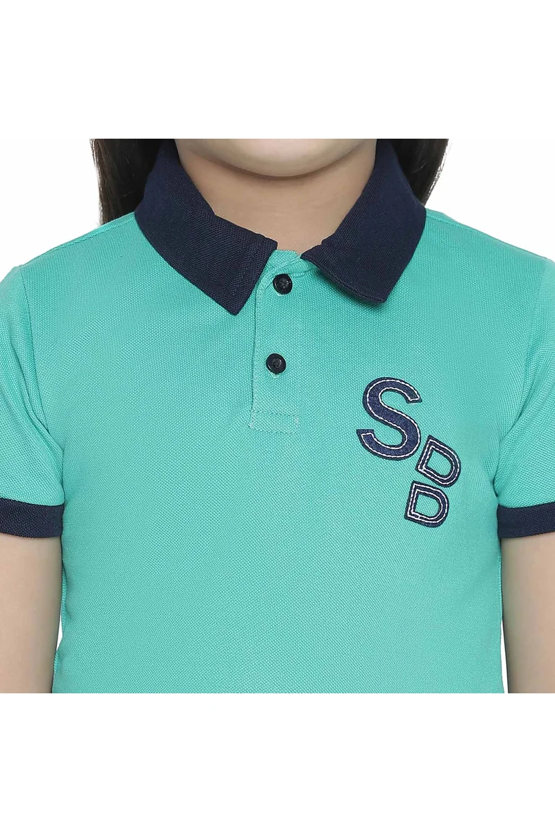 Spyby Girls Mint Green Color Polo T-Shirt - 6
