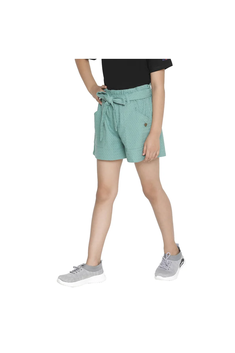 Spyby Girls Green Color Short - 2
