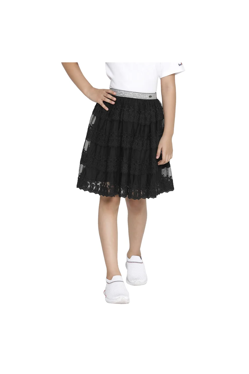 Spyby Girls Black Color Skirt