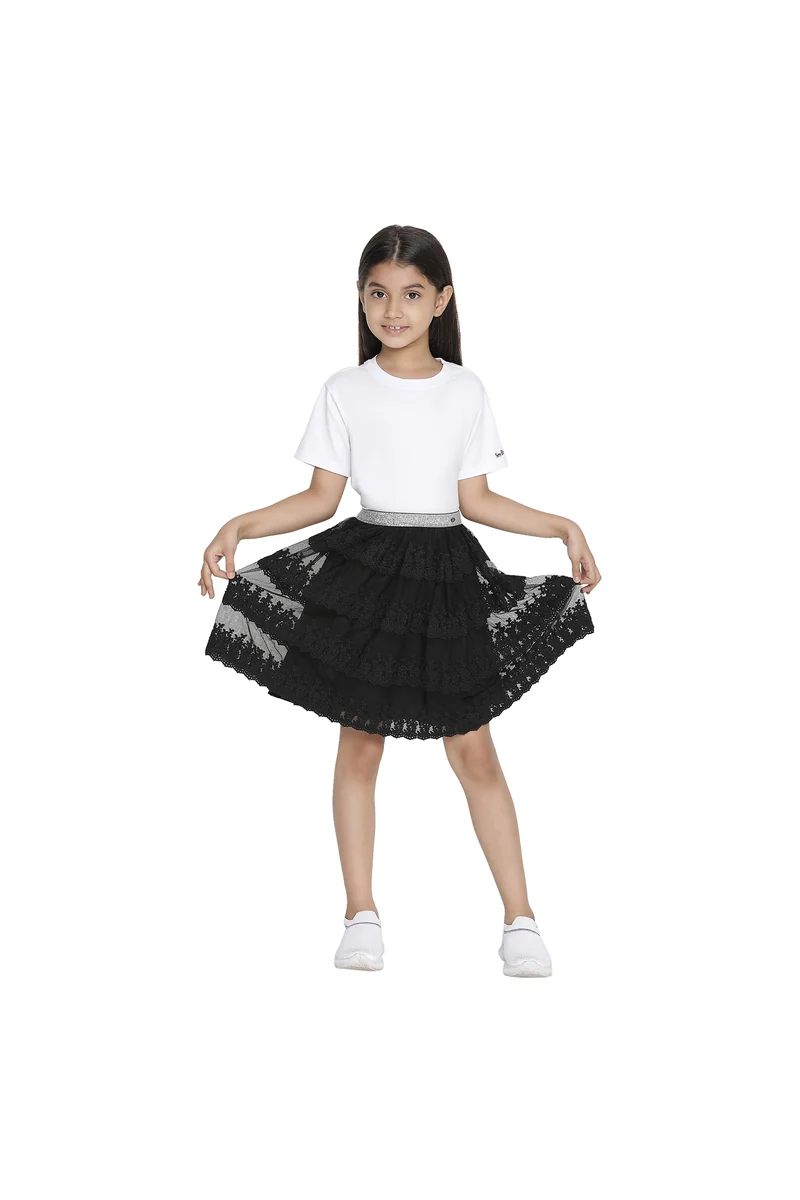 Spyby Girls Black Color Skirt - 4