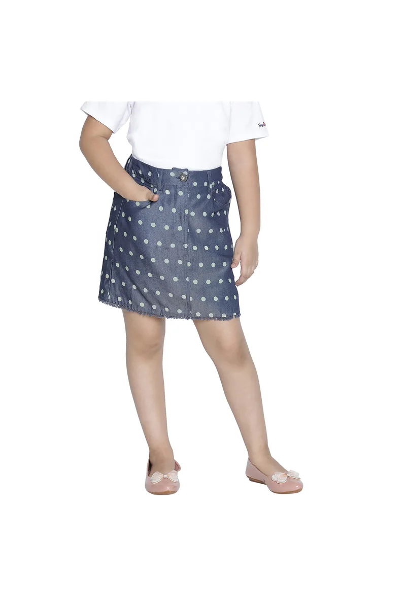 Spyby Girls Blue Polka Color Skirt