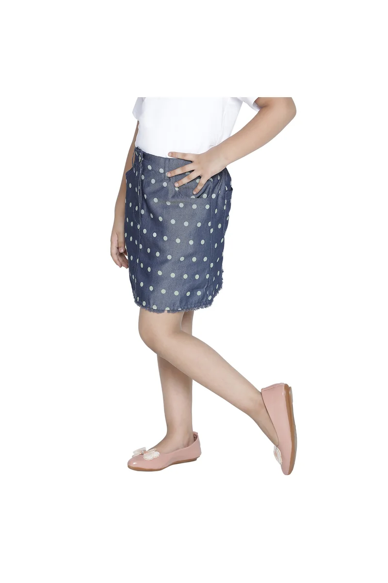 Spyby Girls Blue Polka Color Skirt - 2